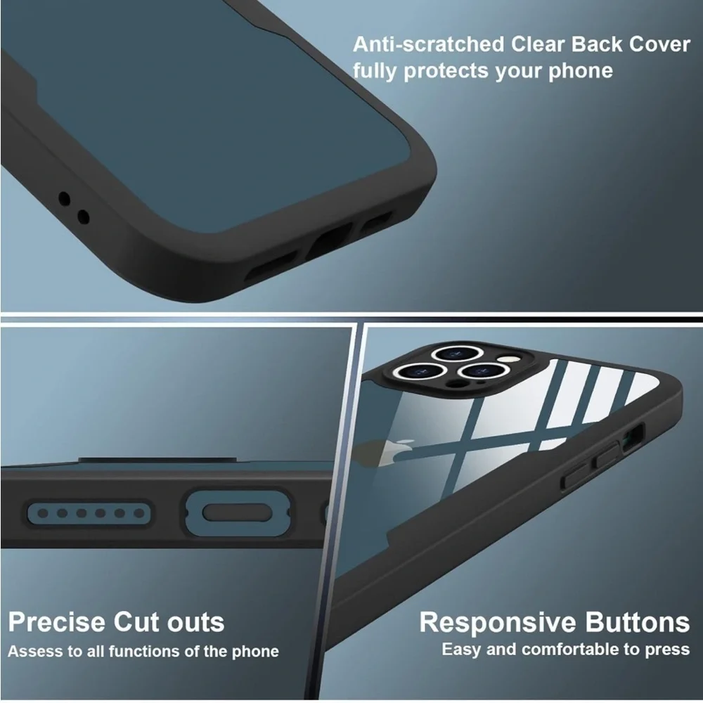 iPhone 360 14 Max Case Full Body Clear Design with Built-in Screen Protector